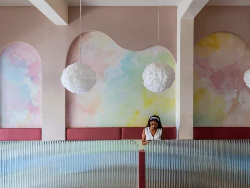 Pastel themed boba café in Pune by Aika Spaces.